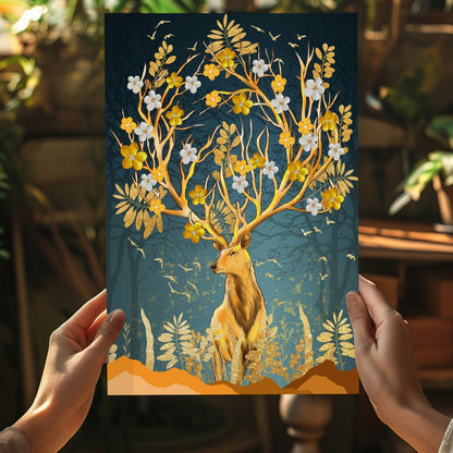 Golden Deer Aluminum Print