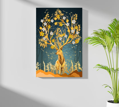 Golden Deer Aluminum Print