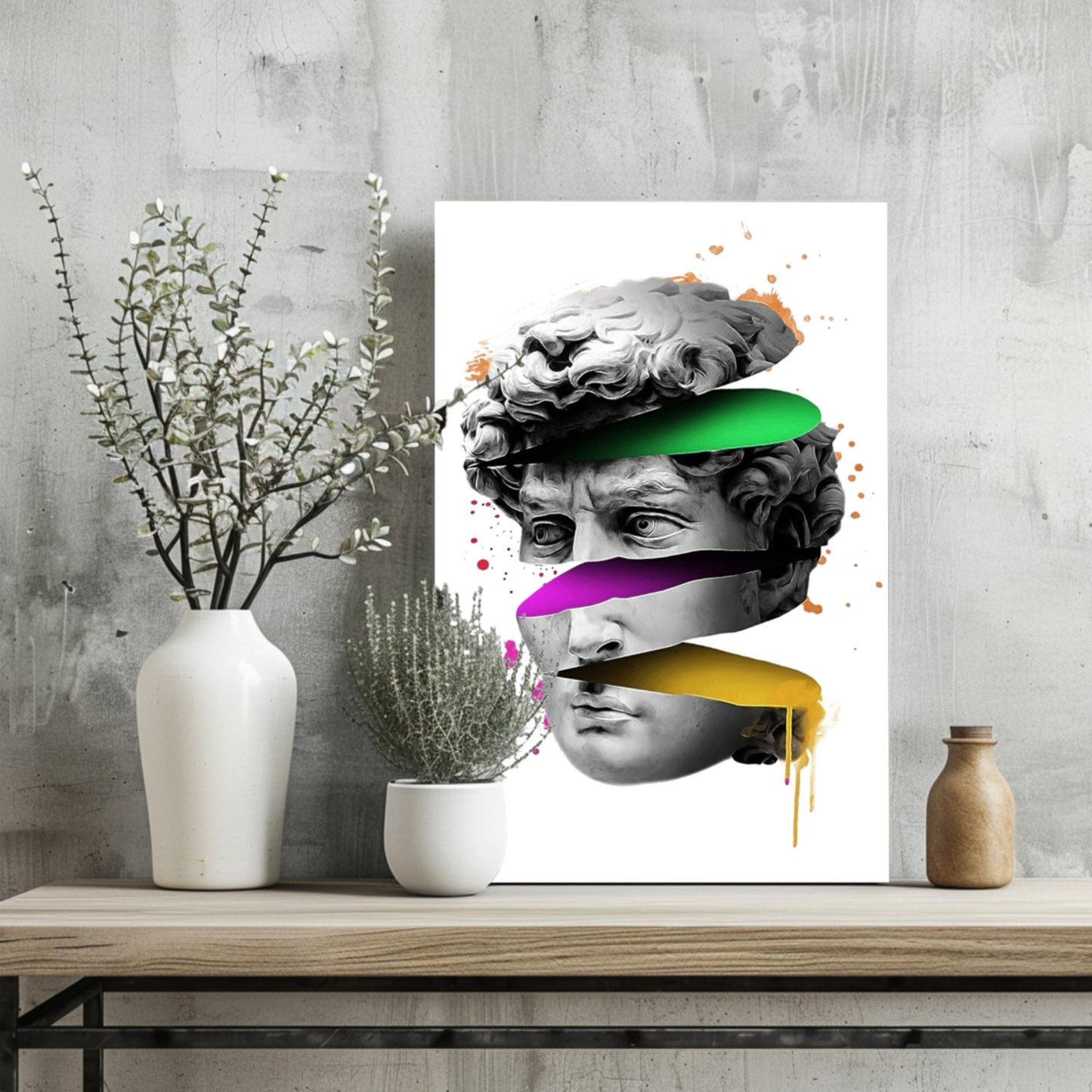 Sliced Marble Head with Paint Aluminum Print