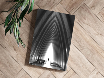 Vaulted Chapel Corridor Silhouette Aluminum Print