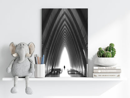 Vaulted Chapel Corridor Silhouette Aluminum Print