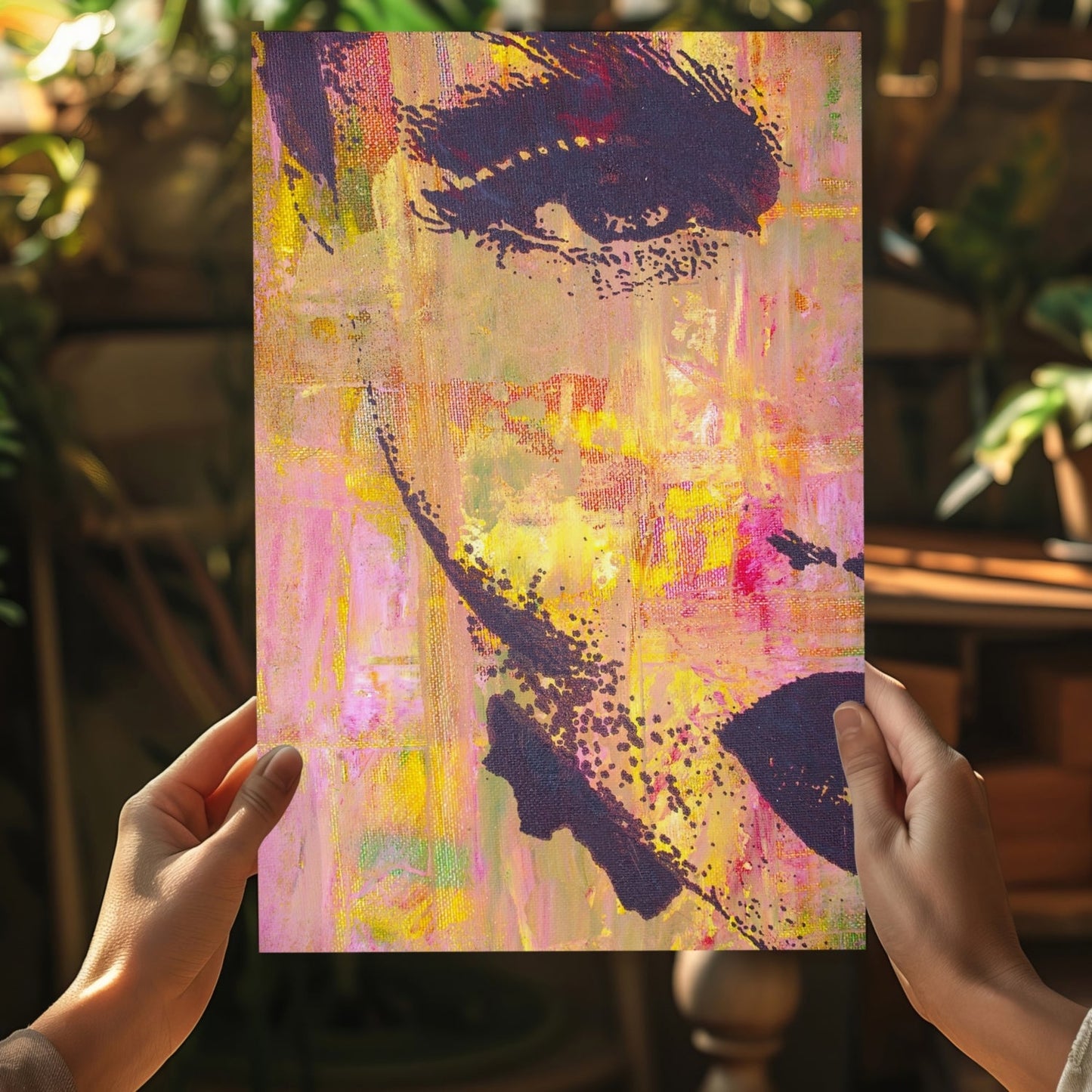 Pink Yellow Painted Face Aluminum Print