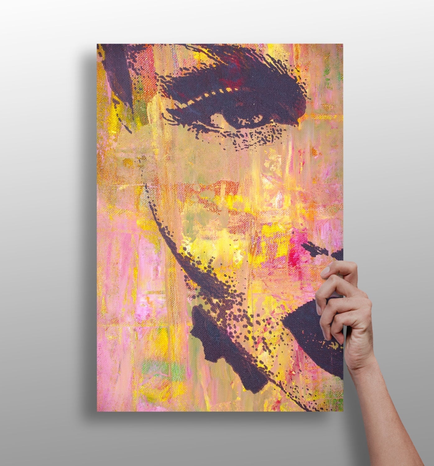 Pink Yellow Painted Face Aluminum Print