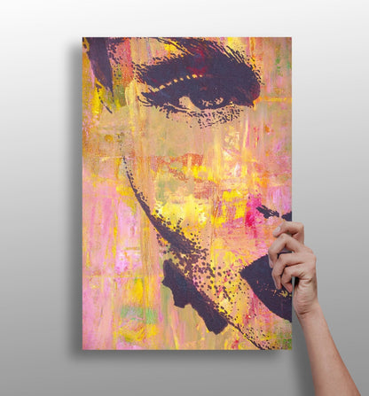 Pink Yellow Painted Face Aluminum Print