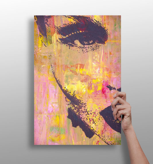 Pink Yellow Painted Face Aluminum Print