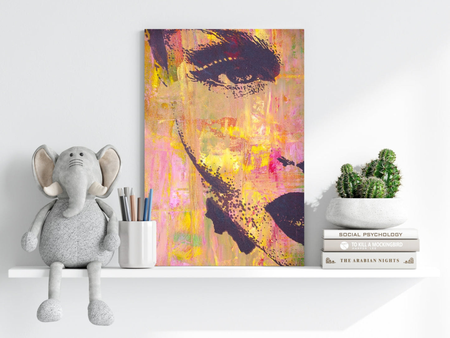 Pink Yellow Painted Face Aluminum Print