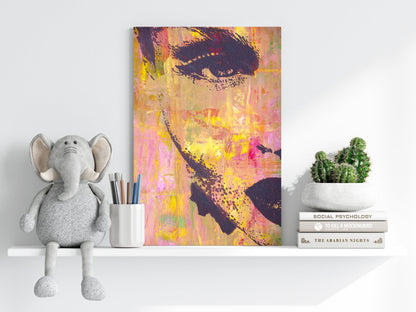 Pink Yellow Painted Face Aluminum Print