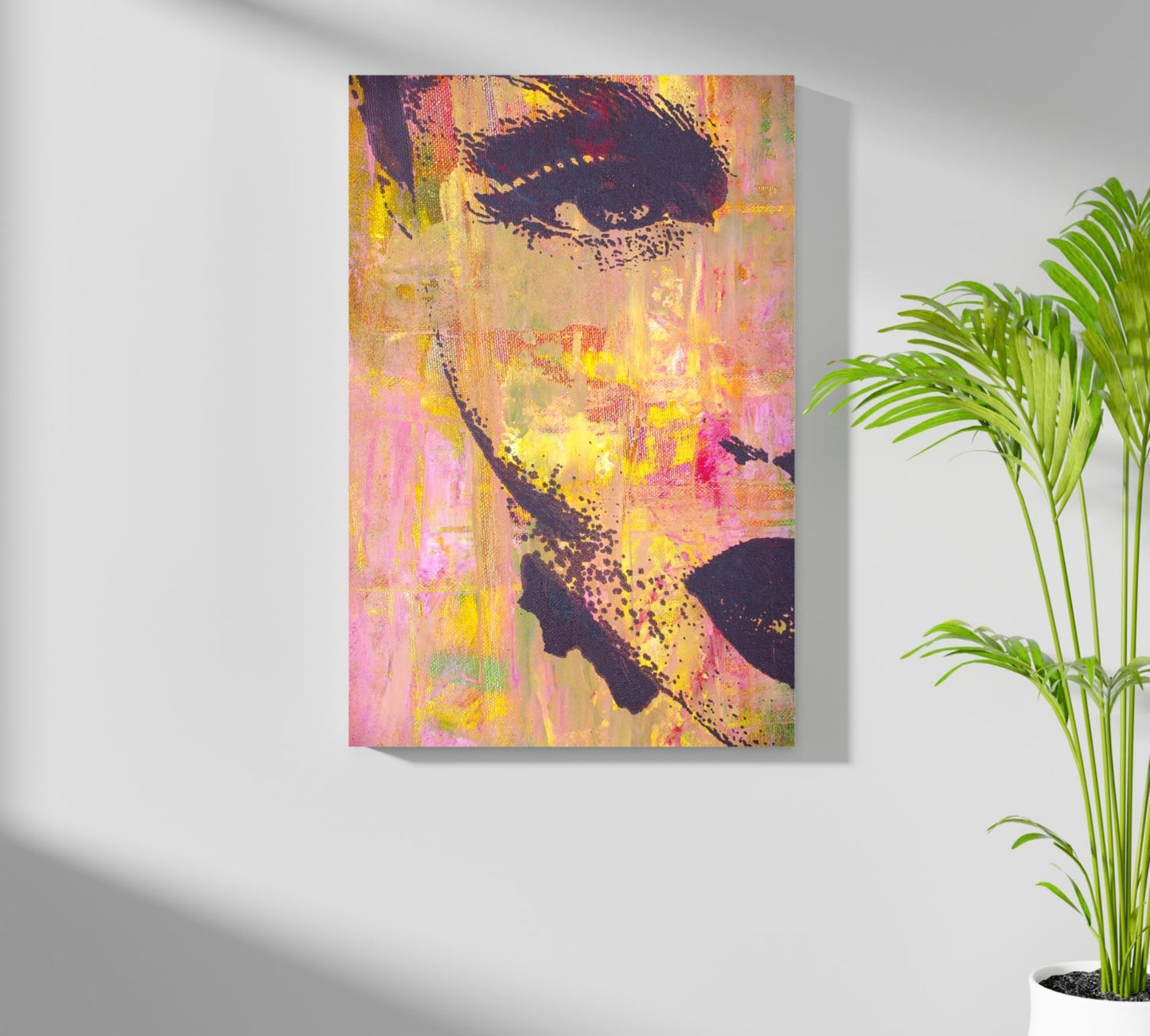 Pink Yellow Painted Face Aluminum Print