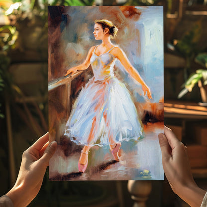 White Tutu Ballerina at Barre Painting Aluminum Print