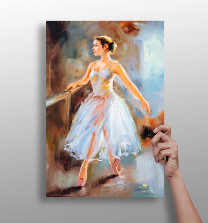 White Tutu Ballerina at Barre Painting Aluminum Print