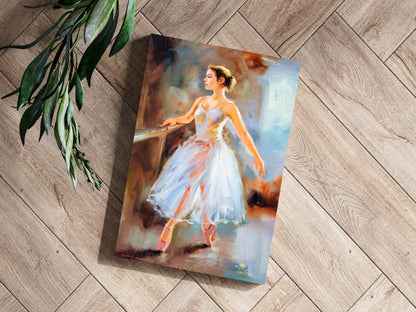 White Tutu Ballerina at Barre Painting Aluminum Print