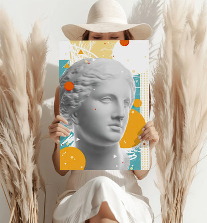 Marble Bust Memphis Collage Aluminum Print