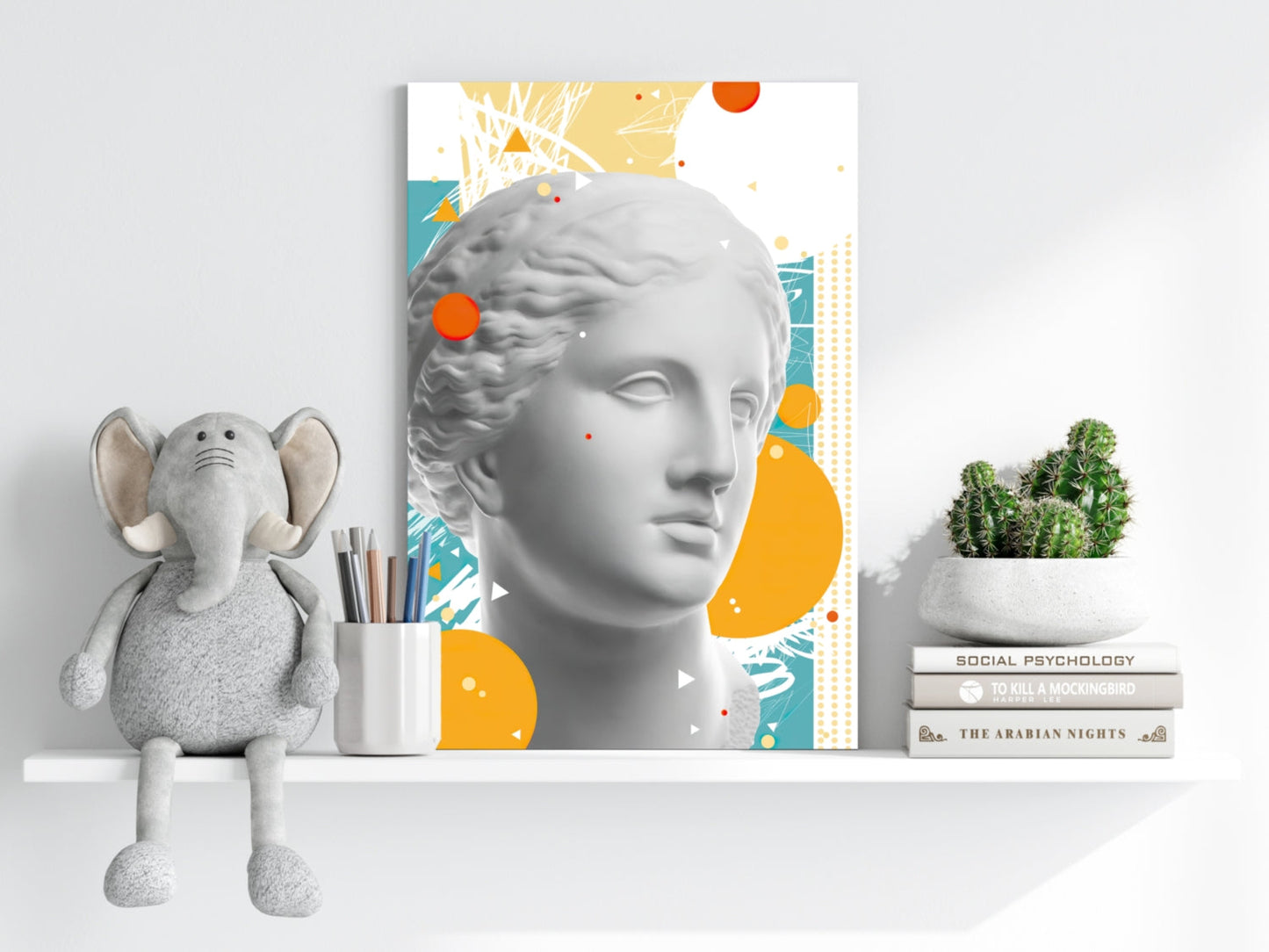 Marble Bust Memphis Collage Aluminum Print