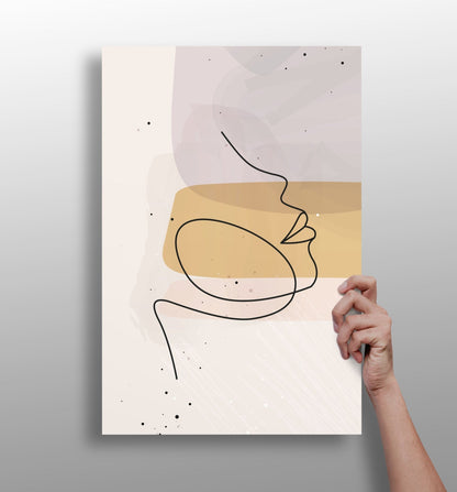 Mustard Band Minimal Face Profile Line Aluminum Print