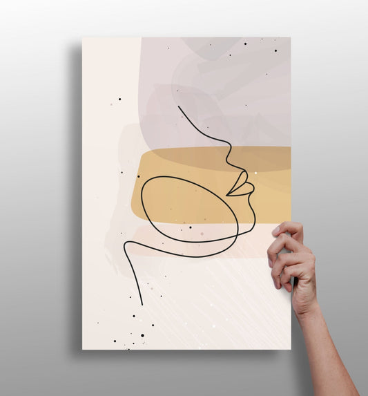Mustard Band Minimal Face Profile Line Aluminum Print