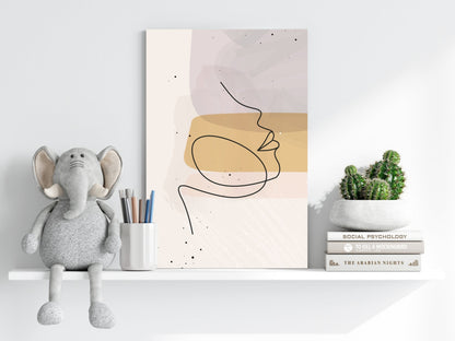Mustard Band Minimal Face Profile Line Aluminum Print