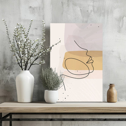 Mustard Band Minimal Face Profile Line Aluminum Print