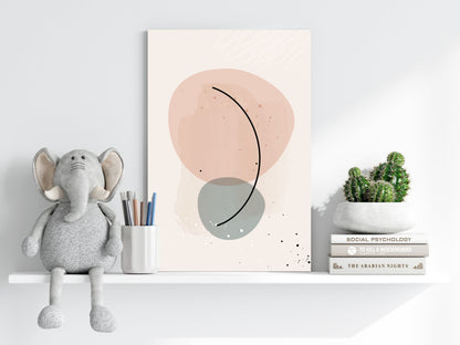 Blush And Sage Pebbles Black Arc Line Aluminum Print