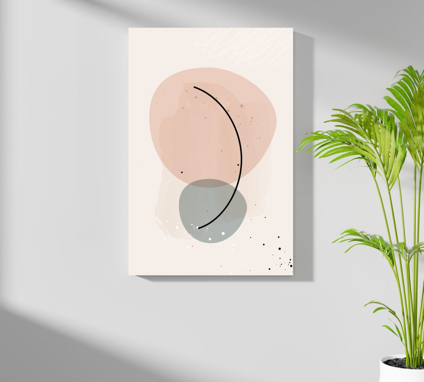 Blush And Sage Pebbles Black Arc Line Aluminum Print