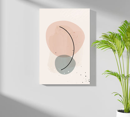 Blush And Sage Pebbles Black Arc Line Aluminum Print