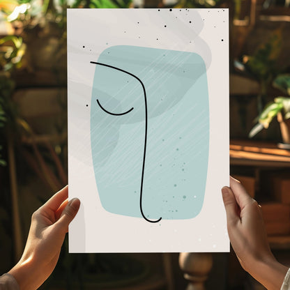Mint Rounded Square Minimal Face Line Aluminum Print