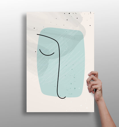 Mint Rounded Square Minimal Face Line Aluminum Print