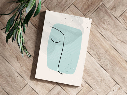 Mint Rounded Square Minimal Face Line Aluminum Print