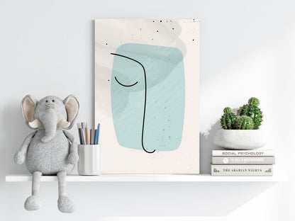 Mint Rounded Square Minimal Face Line Aluminum Print