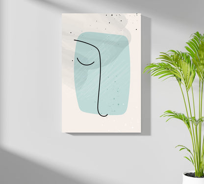 Mint Rounded Square Minimal Face Line Aluminum Print