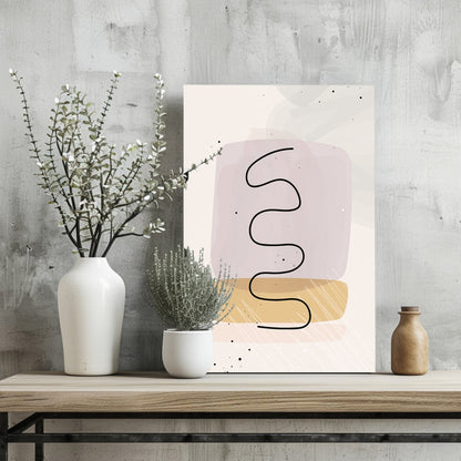 Black Wavy Ribbon Blush Blocks Aluminum Print