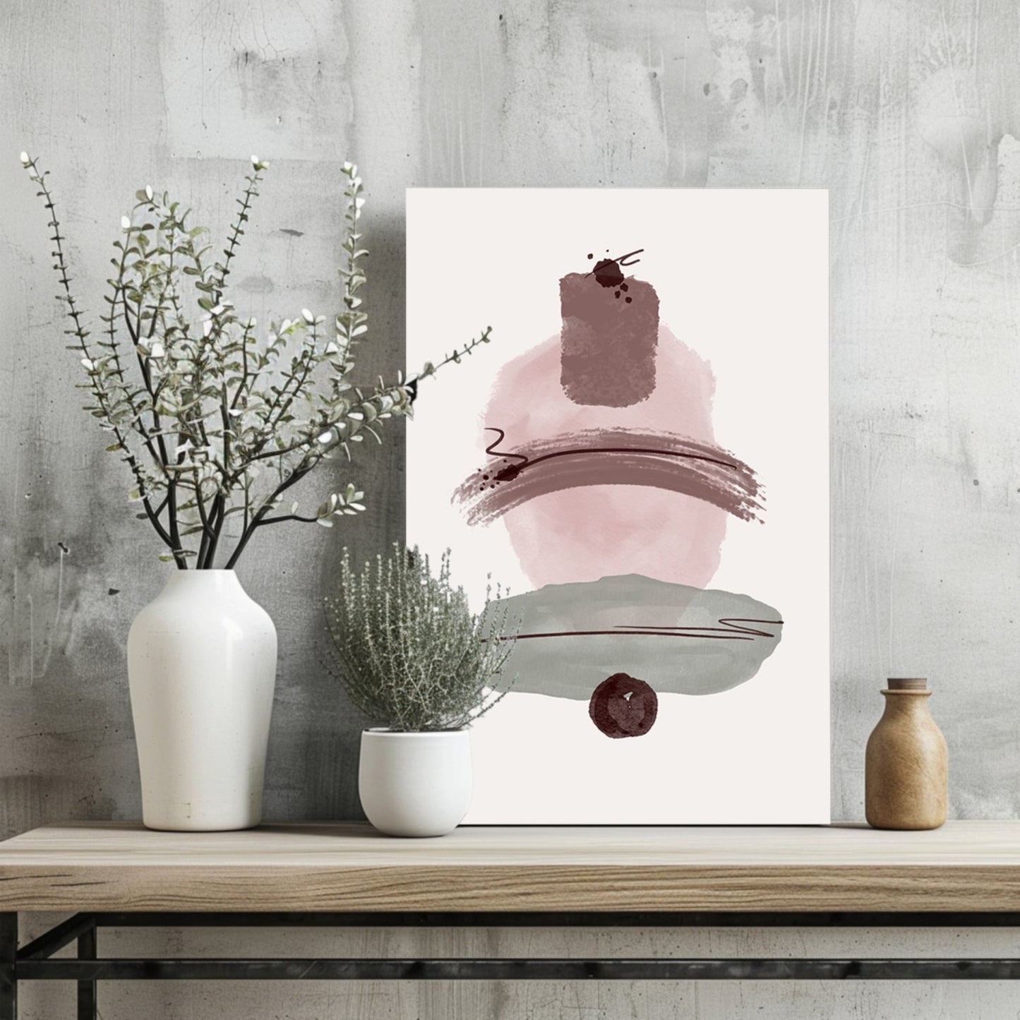 Dusty Rose Sage Brushstroke Aluminum Print