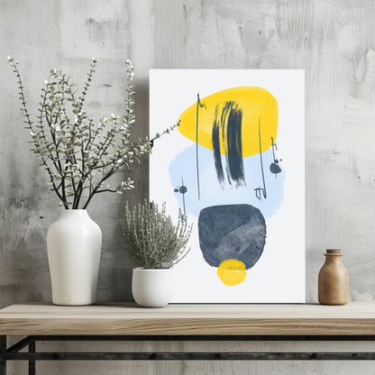 Yellow Ellipse Ink Streaks Aluminum Print