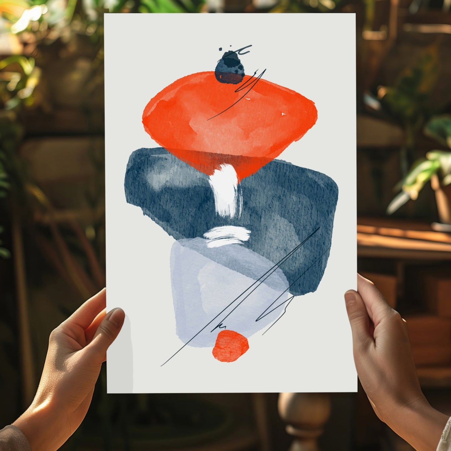 Orange Slate Watercolor Stack Aluminum Print