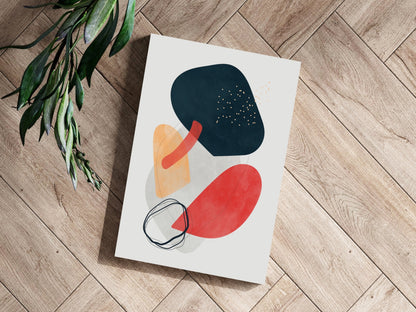 Navy And Red Organic Blobs Abstract Aluminum Print