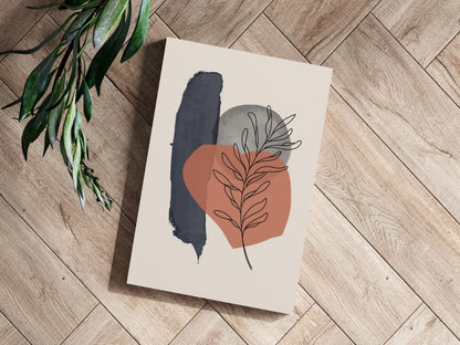 Terracotta Circle Leaf Line Art Aluminum Print