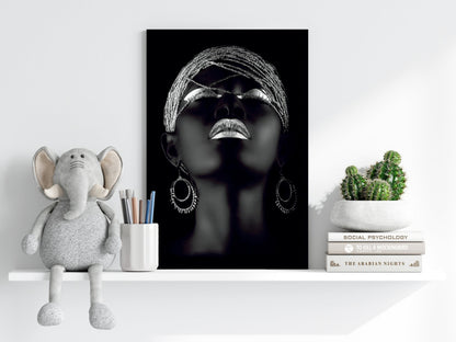 Silver Beaded Headwrap Aluminum Print
