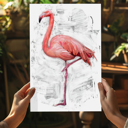 Painted Flamingo White Brushstroke Aluminum Print