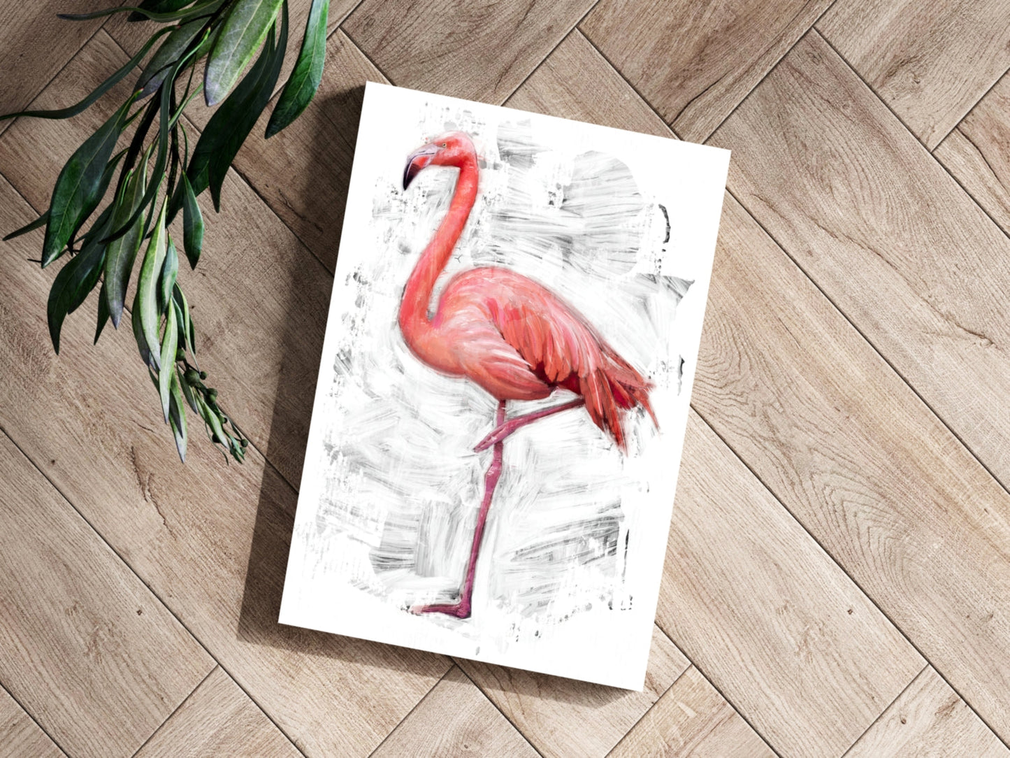 Painted Flamingo White Brushstroke Aluminum Print