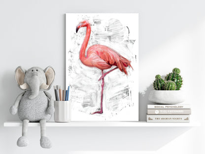 Painted Flamingo White Brushstroke Aluminum Print