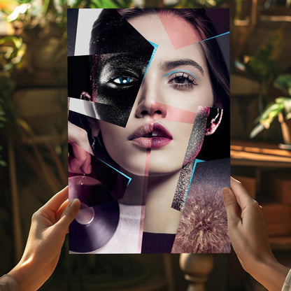 Fragmented Face Collage Aluminum Print