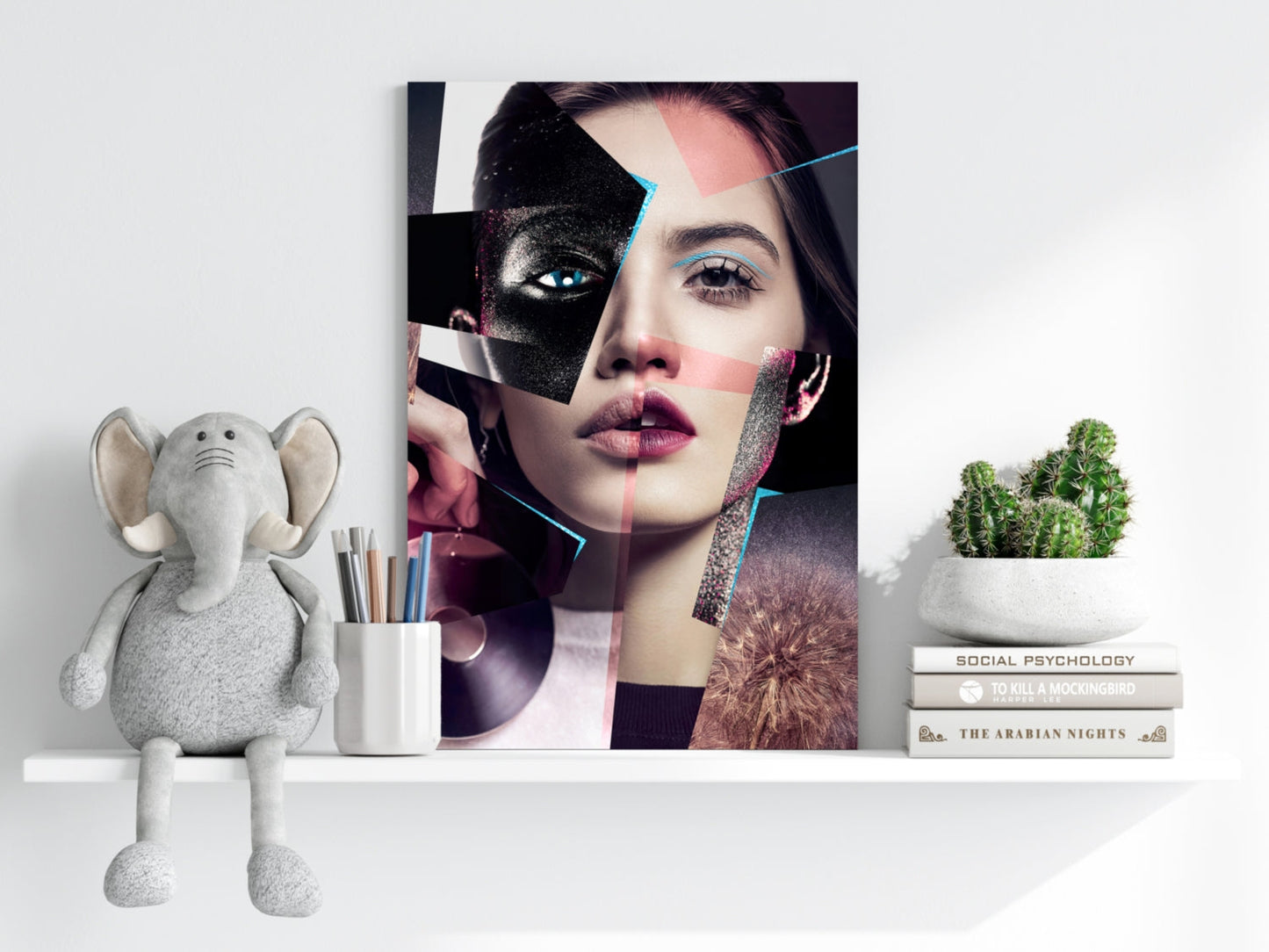 Fragmented Face Collage Aluminum Print