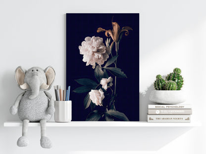 White Peony Navy Backdrop Aluminum Print