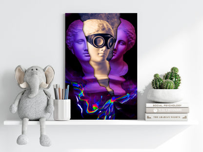 Purple Split Bust Gas Mask Aluminum Print