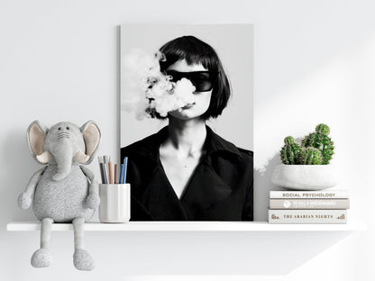 Woman in Smoke Aluminum Print