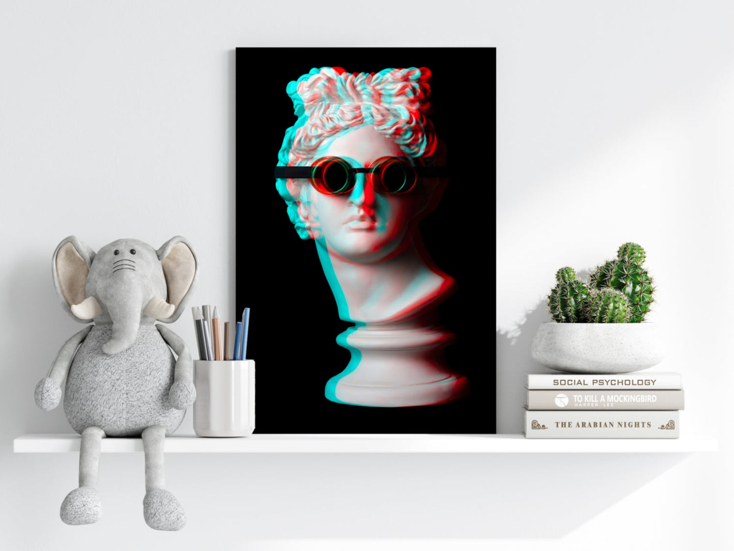 Statue with Round Goggles Aluminum Print