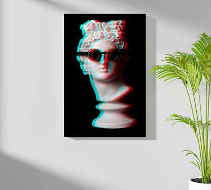 Statue with Round Goggles Aluminum Print