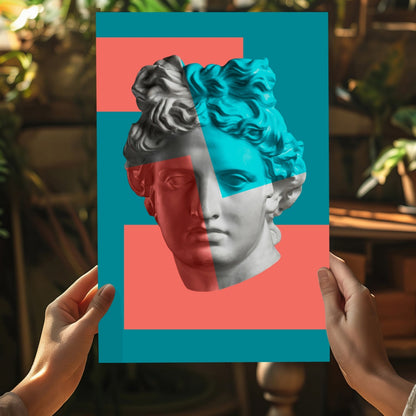 Teal Coral Split Statue Aluminum Print