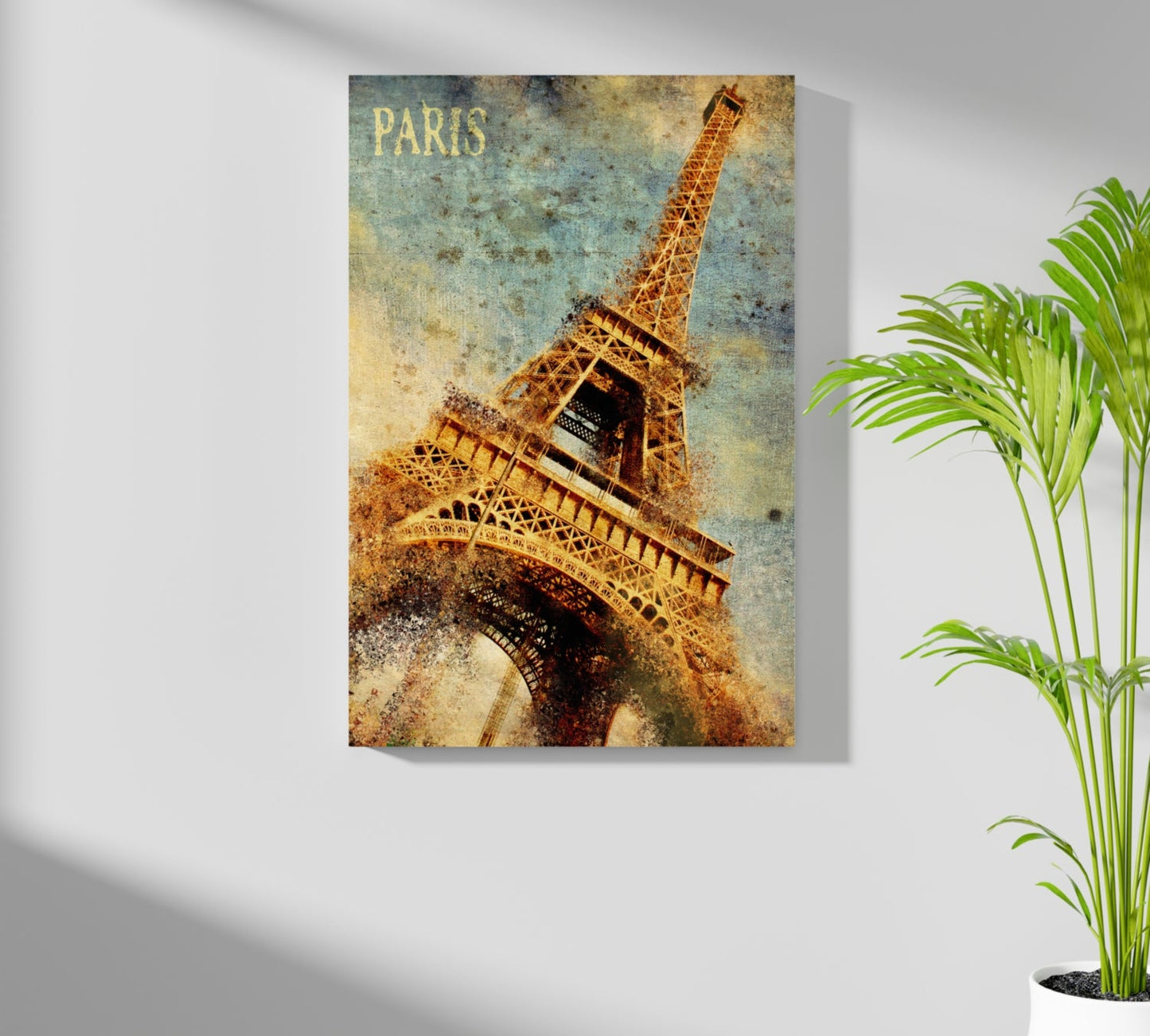 Vintage Grunge Golden Paris Tower Aluminum Print