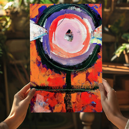 Orange Abstract Circle Totem Aluminum Print