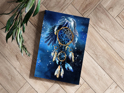 Eagle and Starry Night Sky Dreamcatcher Aluminum Print